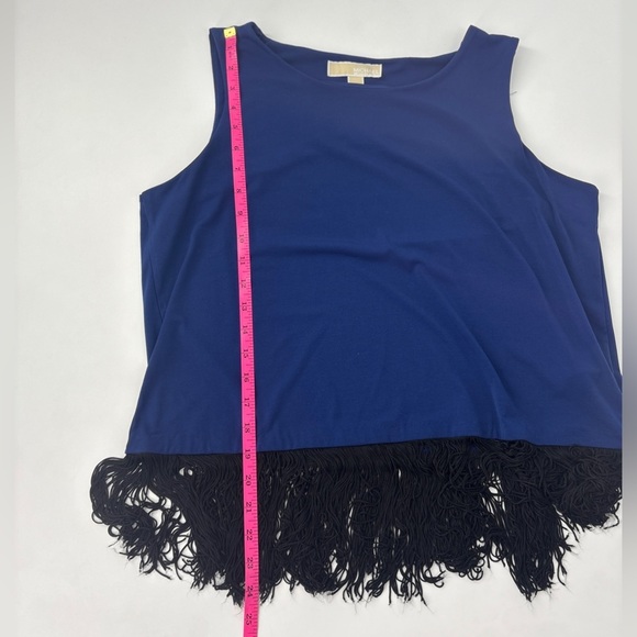 Michael Kors Women's Frayed Fringe Tank Top Navy Blue - Picture 7 of 7